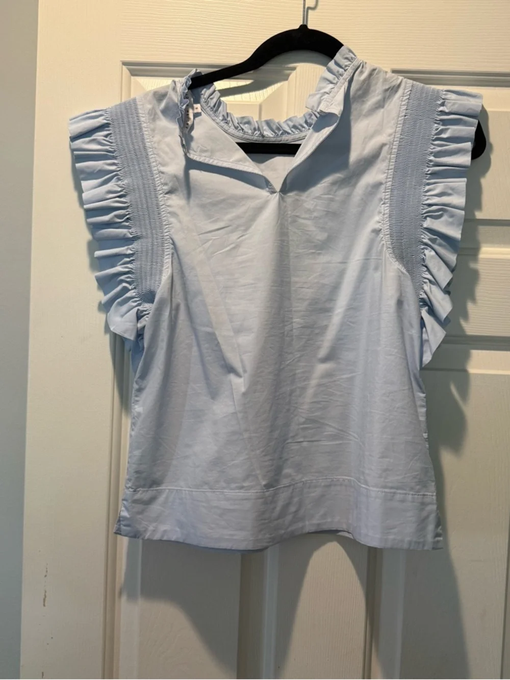 English Factory Light Blue Ruffle-Sleeve Blouse - Picture 6 of 7